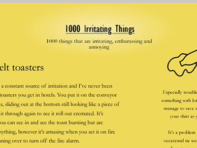 1000 irritating things blog clean garamond gill sans minimal yellow