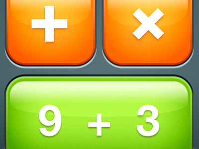 Fun with Math add app button fun glossy green icon iphoneicon math multiply nine orange playful shiny three