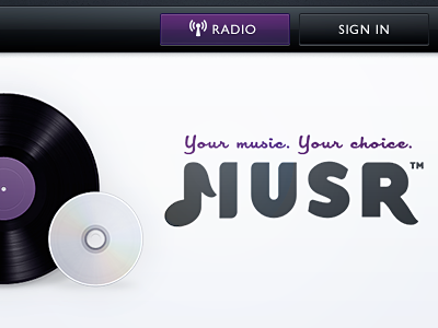 Musr Website & Logo draft album dark logo music purple record website