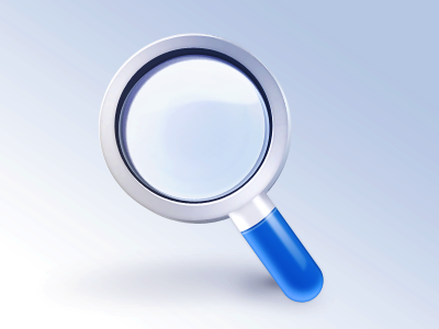 Search - Rebound blue glass icon intel magnify magnifying search spyglass