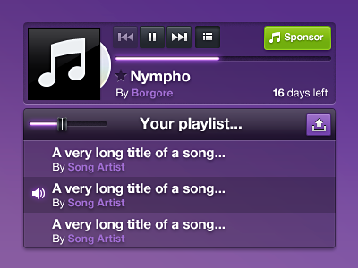 Musr Music Player album glow green logo music musr playlist purple website