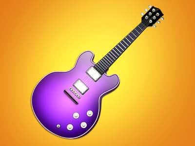 ES-335-ish Guitar contrast guitar les paul orange purple strings vibrant