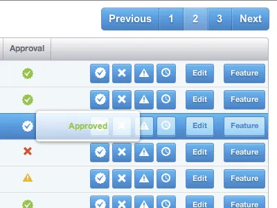 iClock Central: Approval popover & Pagination app css3 html iclock iclockcentral ios store web webkit