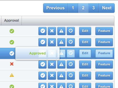iClock Central: Approval popover & Pagination app css3 html iclock iclockcentral ios store web webkit