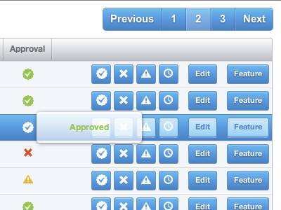 iClock Central: Approval popover & Pagination