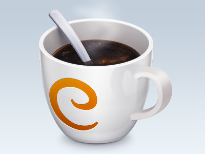 Caffeinated App Icon app c caffeinated coffee cup icon illustration orange spoon white