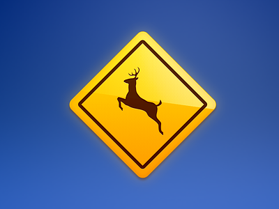 Signs: Deer Crossing blue brown chillin deer icon illustration road sign roadsign sign yellow