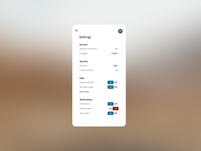 Settings – DailyUI #007