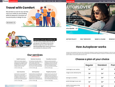 Plover Insurance design landingpage typography ui ux vector xd