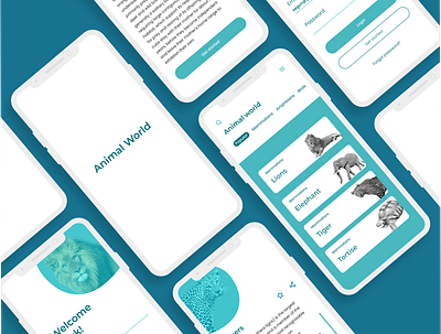 Animal World app design u ui ux