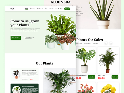 HORTI (A plant website for a Gardener) app branding design figma landingpage plant ui ux website xd