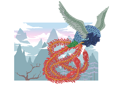 Fenghuang bird chinese culture color digitalart illustraion myth photoshop