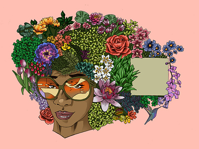 world's largest female afro afro beauty color design school flowers guinness illustraion photoshop portrait
