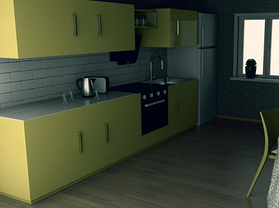 Kitchen visualization (Cinema 4D) 3d cinema 4d desk furniture interior interior design
