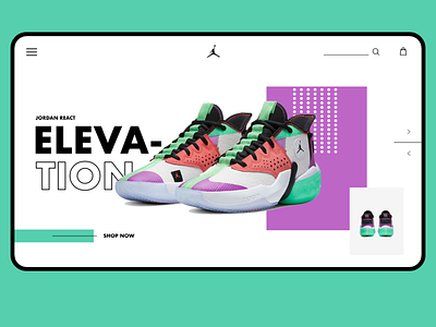 Jordan React Elevation Concept page branding e commerce graphicdesign landingpage landingpagedesign minimal nike nike shoes shoe design shoe landingpage ui web webdesig webdesigner