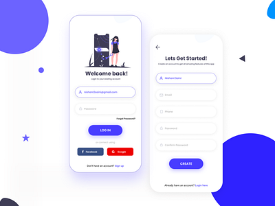 Login/Signup app UI by Nishant Saini on Dribbble