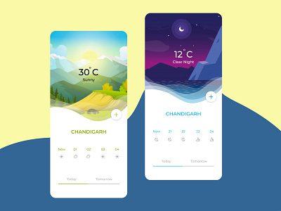 Weather App Concept UI by Nishant Saini app branding date design illustration minimal night sunrise ui uidesign uiux uiuxdesign ux weather weather app weather forecast weather icon webdesign