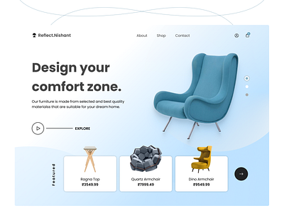 Home Decor Website UI Design by Nishant Saini blue clean creativity dailyui design furniture furniture design furniture store furniture website holiday home homedecor homepage minimal product design product page ui uidesign uiux ux