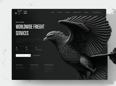 Black Wings shipping services concept design ui uidesign uiux ux website design