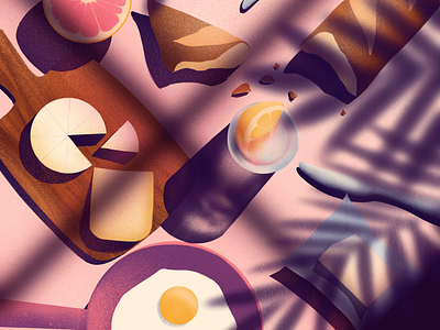 Brunch colors egg flatlay food illustration illustration art illustrator palmtree pink procreate procreate app sunny water