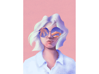 Last day of summer colors drawing girl illustration illustration art illustrator palmtree pink procreate summer sunglasses