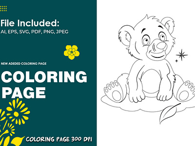 Coloring Book Animal Page for Kids Bear