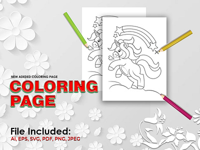 Kids Unicorn Coloring Book page for KIds || KDP Amazon