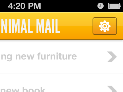 Minimal Mail Settings app button grey helvetica neue iphone league gothic ui yellow