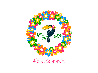 Hello, Summer! aloha art bird flowers illustraion illustrator logo parrot print summer vector