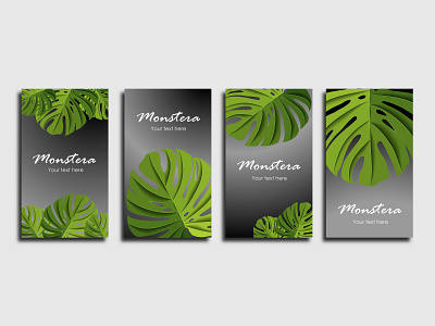 Monstera card. Vector illustration. banner businesscard card design flat flyer illustration illustrator monstera plant spa summer tropic vector