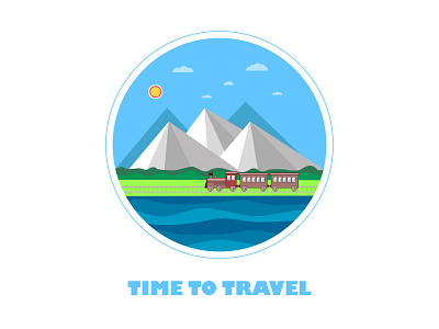 "Time to Travel". art branding design flat illustraion illustration illustrator time train transport travel traveling vector