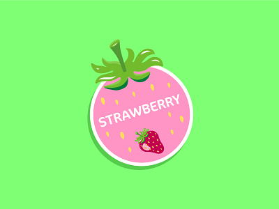 "Strawberry sticker". Vector illustration. art berry branding design eat flat graphic green illustration logo logos sticker stickers strawberry summer vector