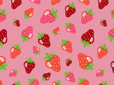 "Strawberry Pattern". Vector illustration. art berry design flat graphic illustraion illustration illustrator ornament pattern simple strawberry summer vector