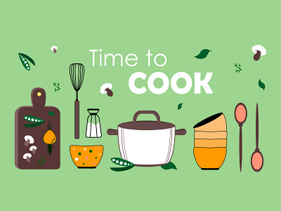 Time to cook. Vector illustration.