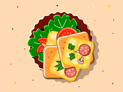 Food. Illustration for menu. art bread breakfast cafe cheese cook eat flat food illustration illustrator menu mushroom restaurant salad vector