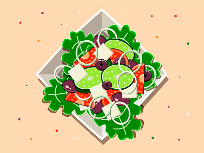 Food. Illustration for menu. art cucumber eat flat food graphic greece illustration men olive plate salad sketch tomato vector