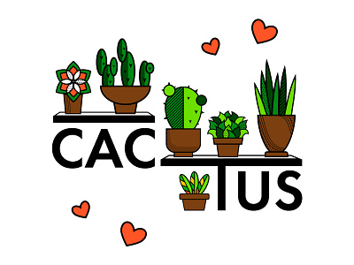 "Cactus". Vector illustration. art cactus color design flat flowers gift graphic green heart illustration logo plant succulent vector