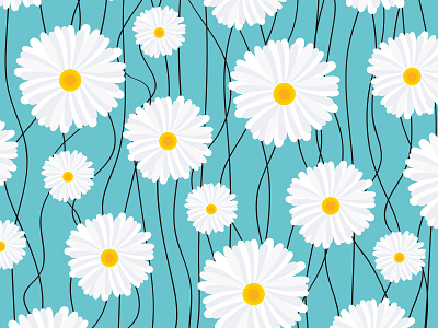 "Pattern with chamomile". Vector illustration. art background blue chamomile design flat flowers graphic illustration illustrator pattern seamless spring vector