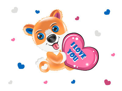 "I love you". Vector illustration. art character corgi design dog flat graphic heart illustration illustrator iloveyou love vector