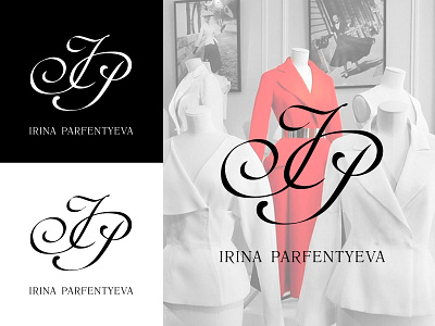 Logo for Irina Parfentieva's studio. art atelier design flat graphic illustration illustrator lettering logo logos logotype sew tailor vector