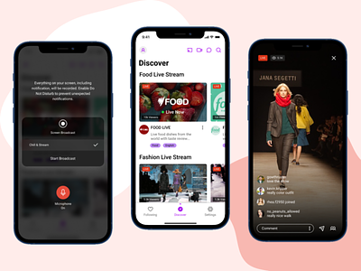 Live Video Streaming Concept App adobexd appui cooking diy fashion figma food gaming live stream live streaming mobile app sketch ui ui ux ui design uidesign uiux video stream video streaming visual design
