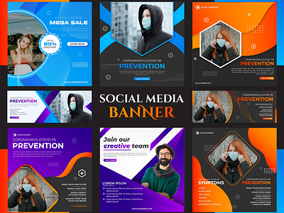 Social media banner set abstract aocial media banner behance brochure business colorful corona covid 19 email facebook banner flyer instagram banner punchy set shots template trendy web banner