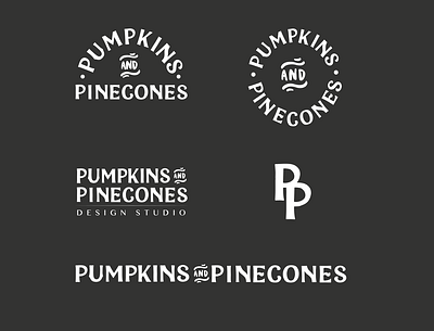 Pumpkins and pinecones logo branding clean design graphic design icon logo minimal typography vector web