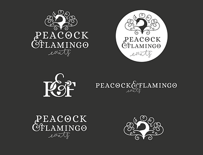 Peacock & Flamingo events logo branding design graphic design illustration logo logodesign monogram typography wedding logo weddings