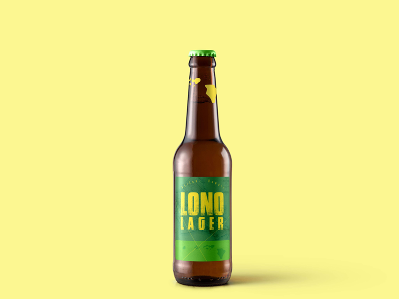 Lono Lager hawaii woodblock typography label beer graphic design