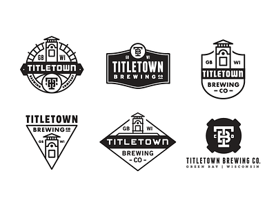 Titletown Logos badge beer brewery brewing craft football green bay logo packers railroad titletown train
