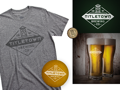 Titletown Brewery Concept badge beer brewery brewing craft football green bay logo packers railroad titletown train