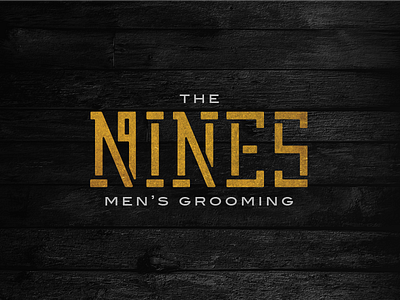 The Nines barbershop branding gentlemen gold logo men nine shave type wordmark