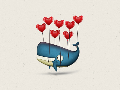 St. Valentine's whale fish icon illustration valentine vector whale