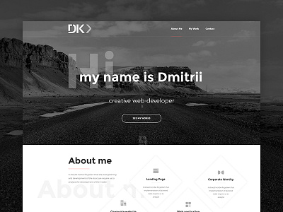 DK Personal Site black design development flat road site ui ux web website white